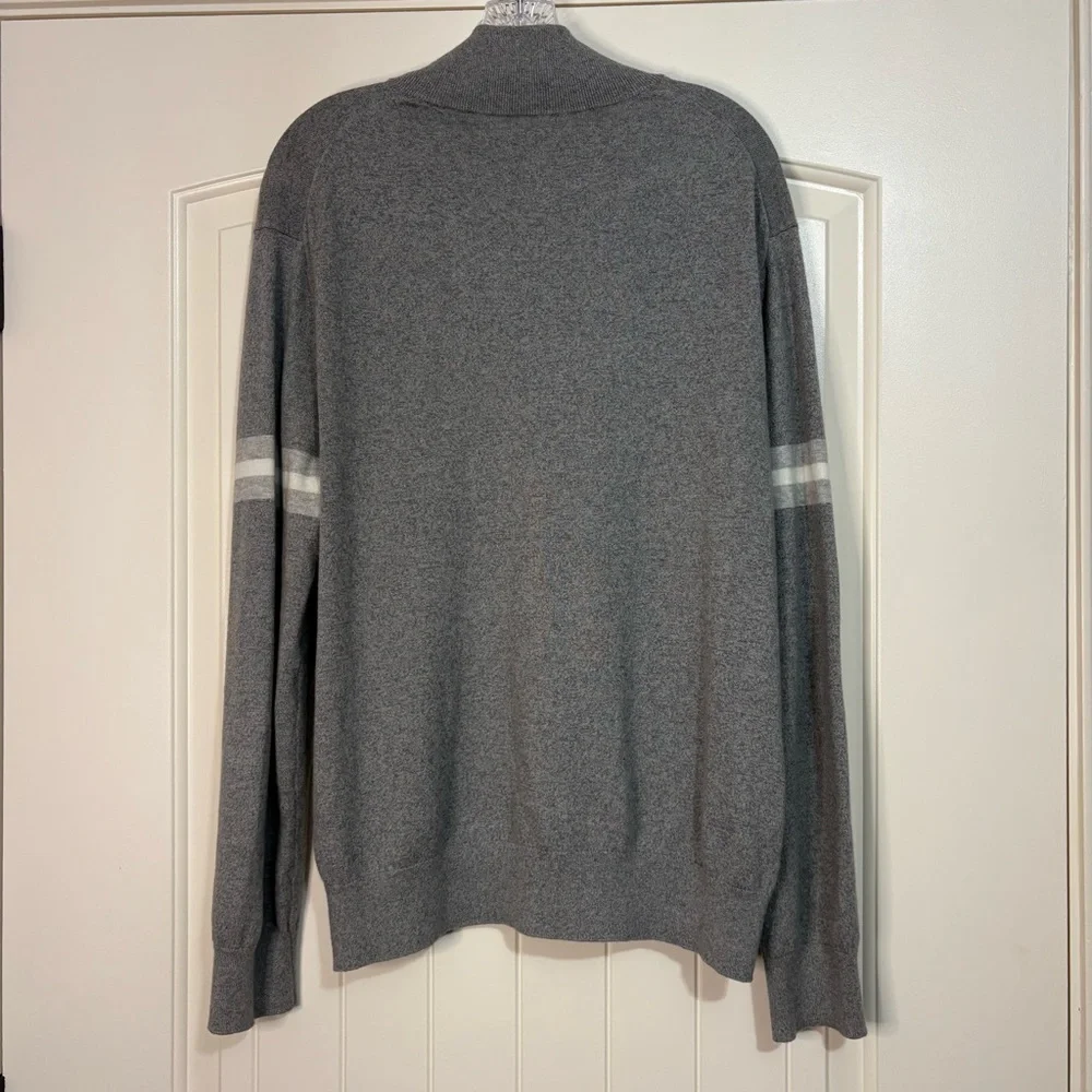 BANANA REPUBLIC Men Lg Pima Cotton Cashmere Blend Grey 1/4 Zip Sweater Normcore